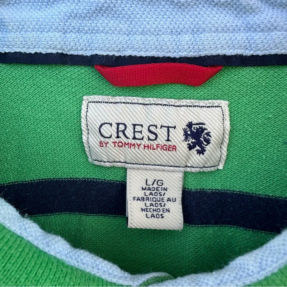 Tommy Hilfiger Green Blue‎ Striped Polo Shirt Relaxed Fit